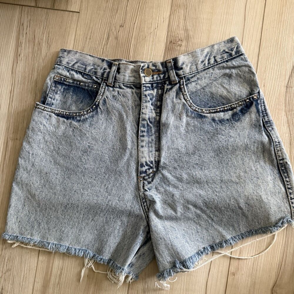 Vintage Distress Denim Cutoff Shorts 90s Western Grunge Festival Studs  Shorts